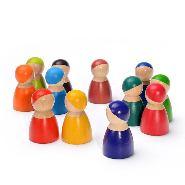 Wooden Toy Rainbow Blocks Montessori